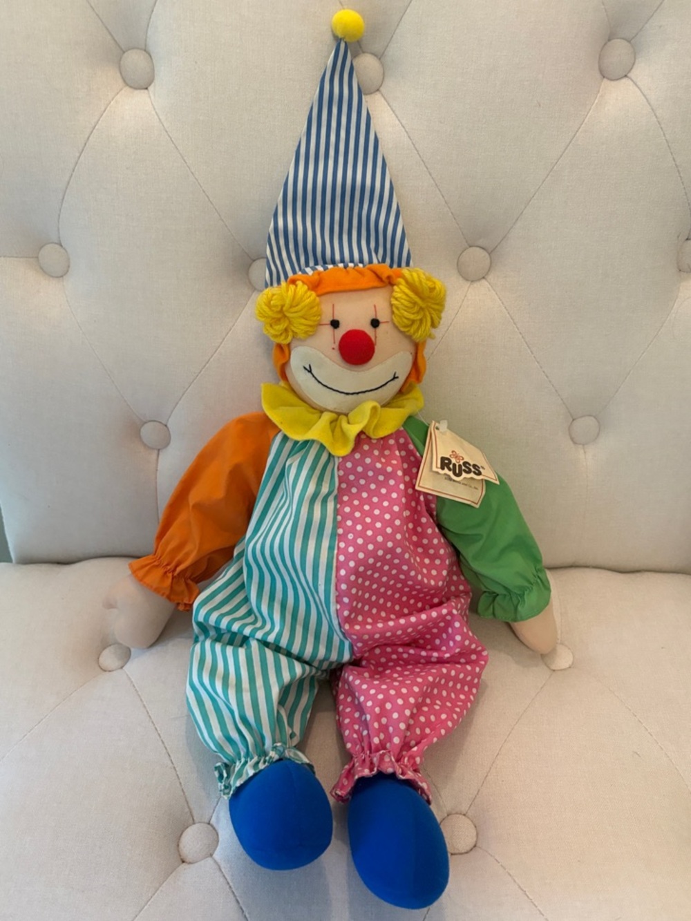 19” Vintage RUSS Chuckles Plush Clown Doll 1980s
